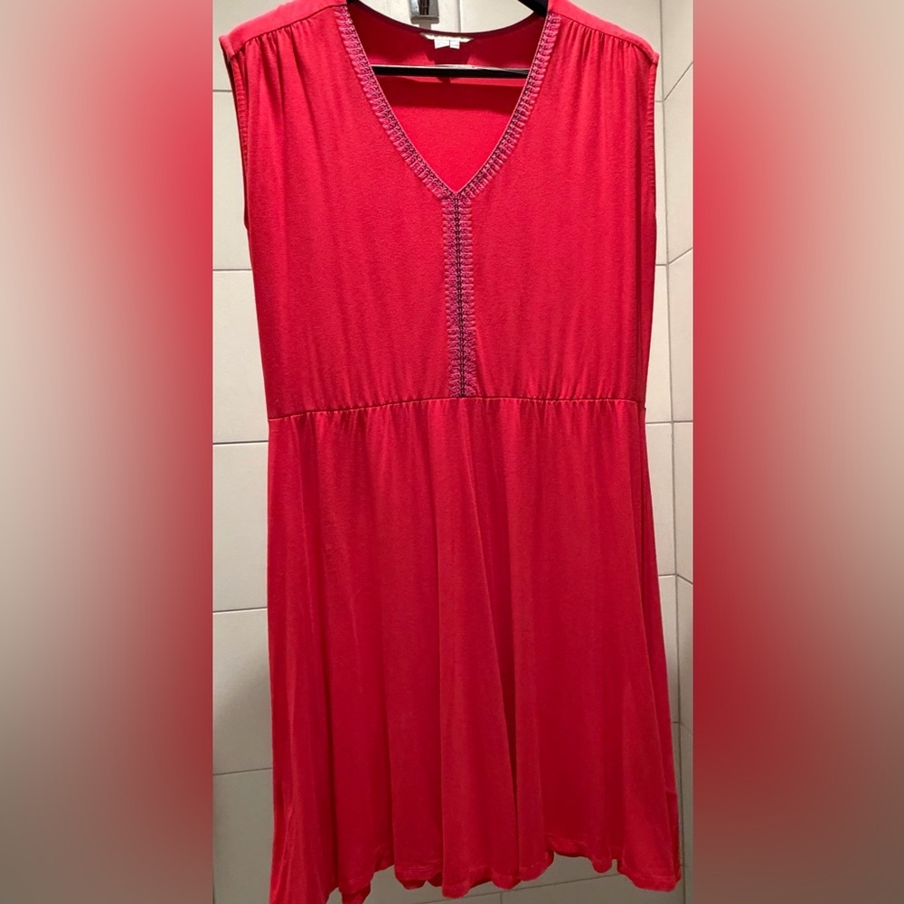 Boden Coral Pink Embroidered V-Neck Dress 16R
